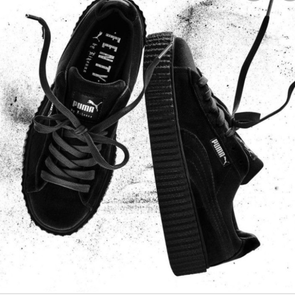 Fenty Rihanna black suede creepers.